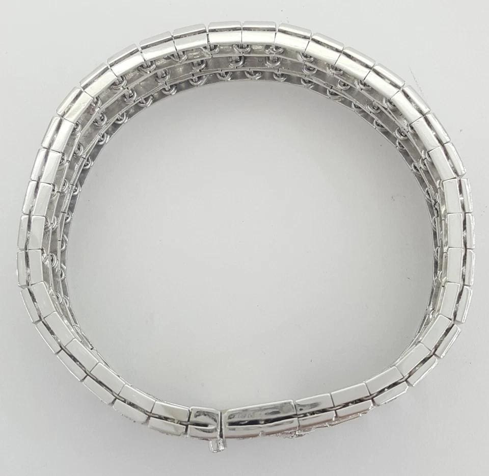 Vintage Old European Diamond 3 Row Tennis Bracelet 6 ct 14K W Gold Plat 1940's