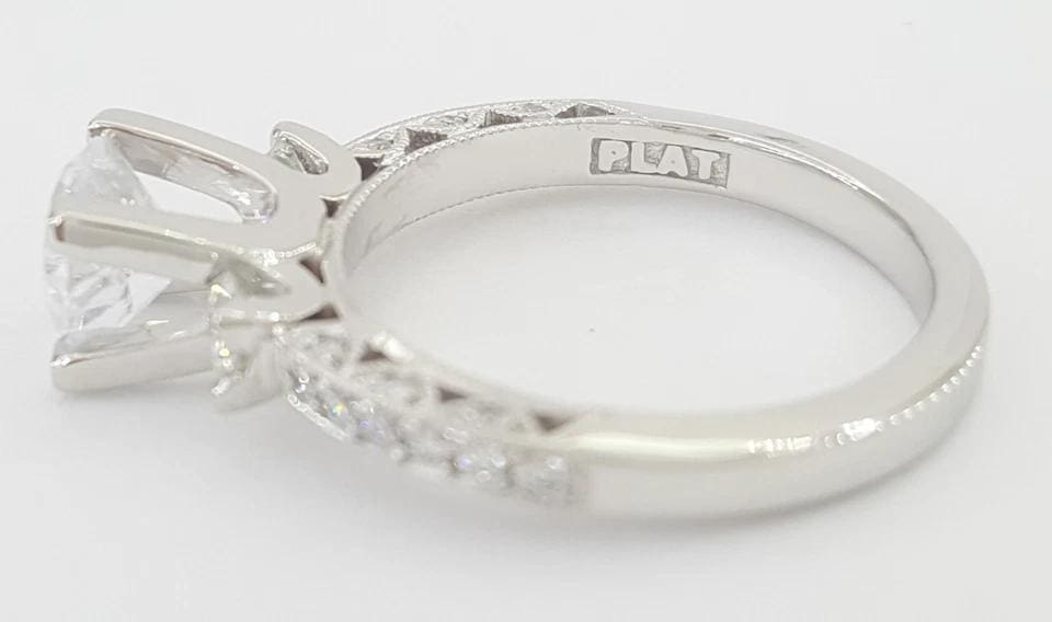 Tacori Crescent Platinum Three 3-Stone Semi-Mount 0.48 ct Engagement Ring $5,720