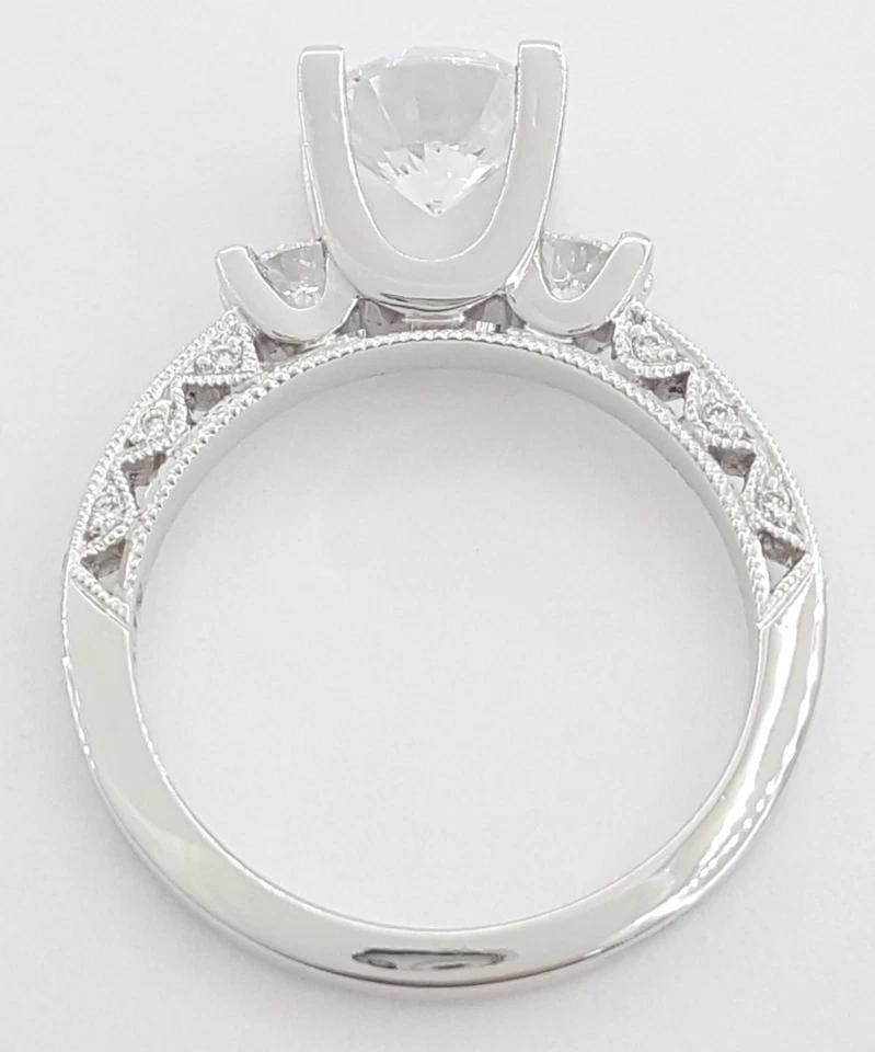 Tacori Crescent Semi-Mount 3 Stone Engagement Ring 0.48 ct 18k W Gold