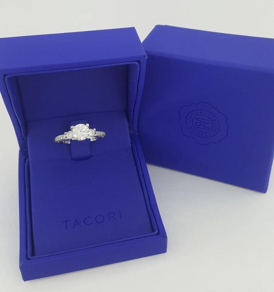 Tacori Crescent Platinum Three 3-Stone Semi-Mount 0.48 ct Engagement Ring $5,720
