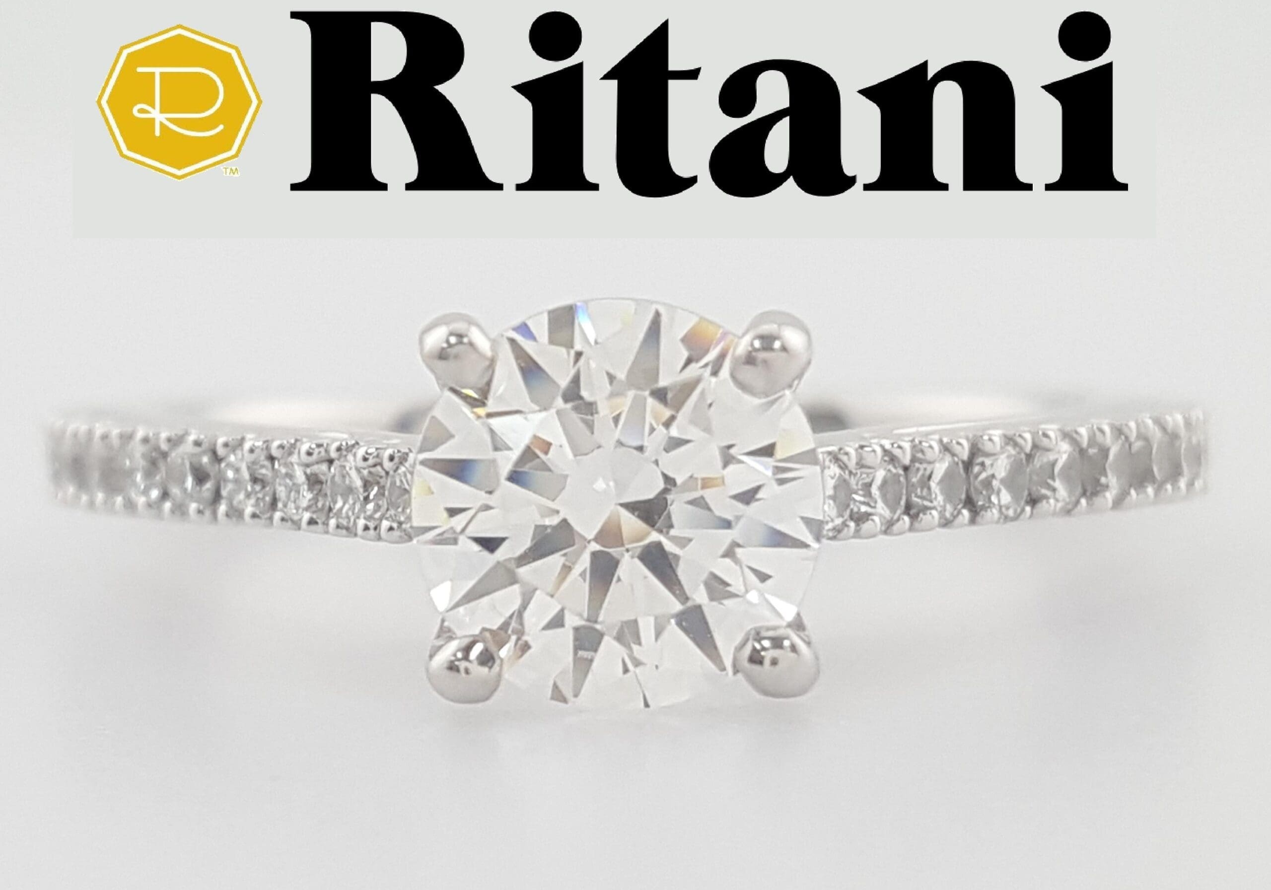 Ritani 1RZ2498 Semi-Mount Diamond Engagement Ring 0.24ct 14k White Gold Rt $1666