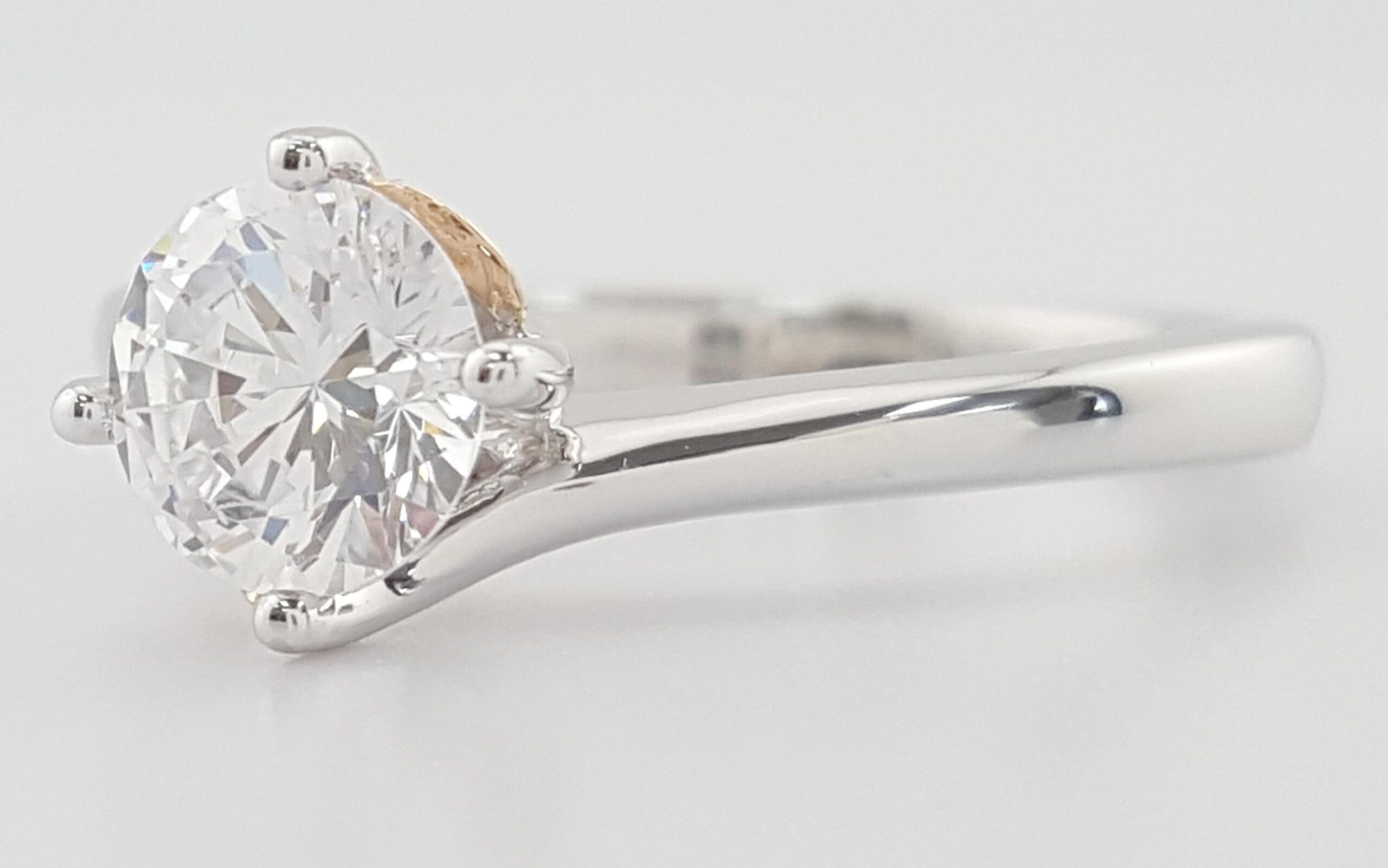 Simon G MR2956 Solitaire Semi-Mount 18k White & Rose Gold Engagement Ring $1,830