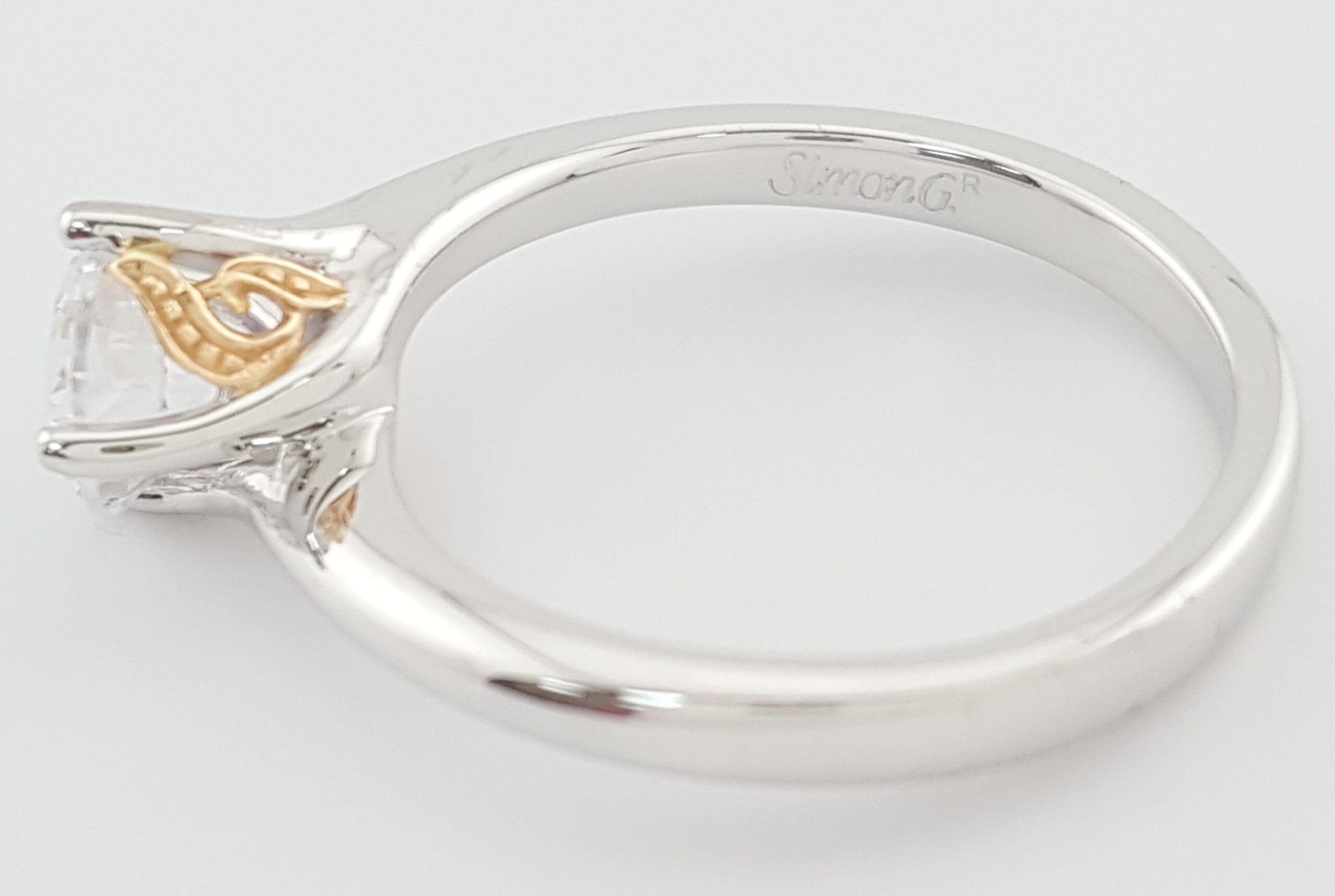 Simon G MR2956 Solitaire Semi-Mount 18k White & Rose Gold Engagement Ring $1,830