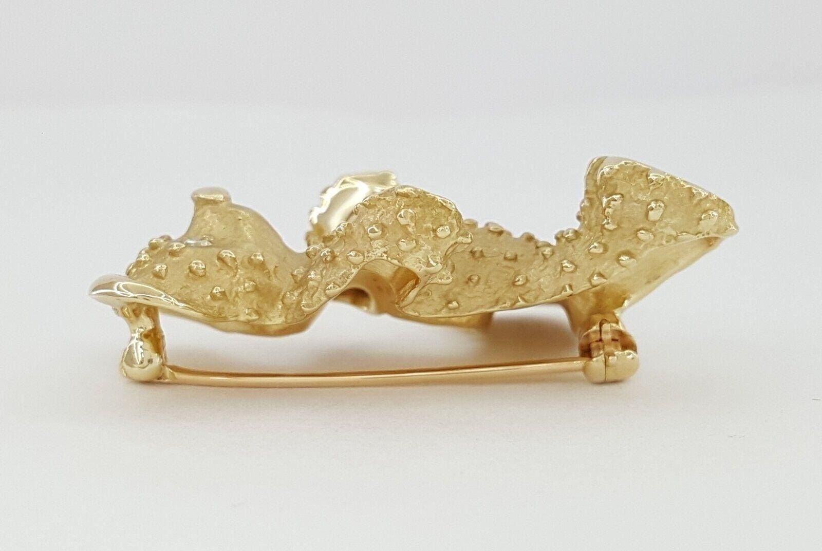 Vintage 14K Yellow Gold 0.06 ct Diamond Teddy Bear Brooch Pin 11.2 grams 35mm