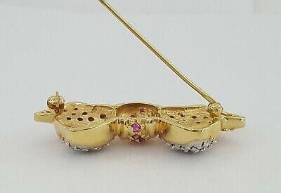 LeVian Le Vian 14K Yellow Gold 0.85 ct Pink Sapphire & Diamond Bow Pin Brooch
