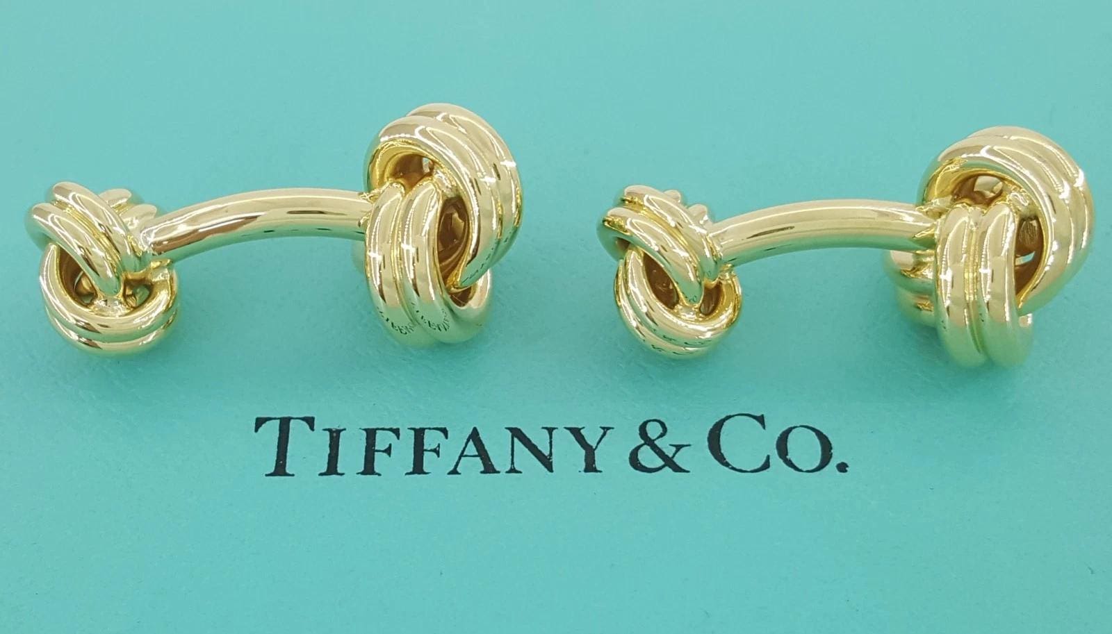 Vintage Tiffany & Co Knot Cufflinks 27 Grams 18k Yellow Gold