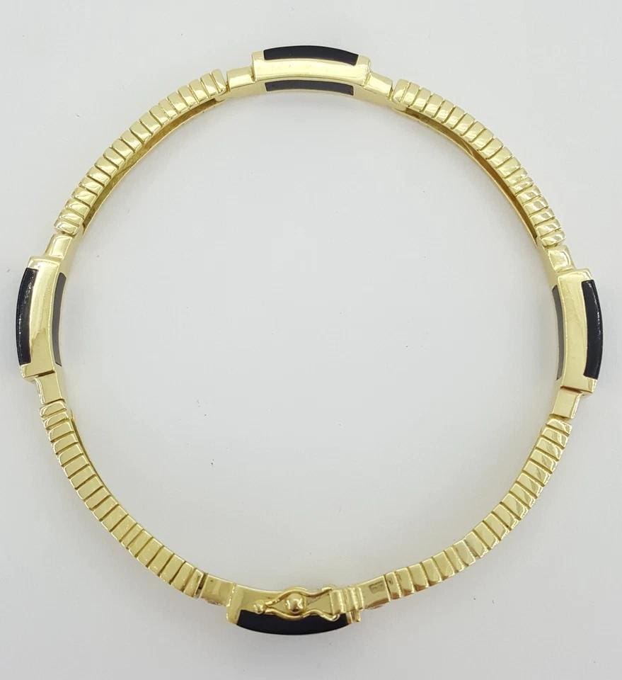 Bernard K Passman Black Coral Diamond 18k Yellow Gold Omega Bracelet 28 Grams 8"