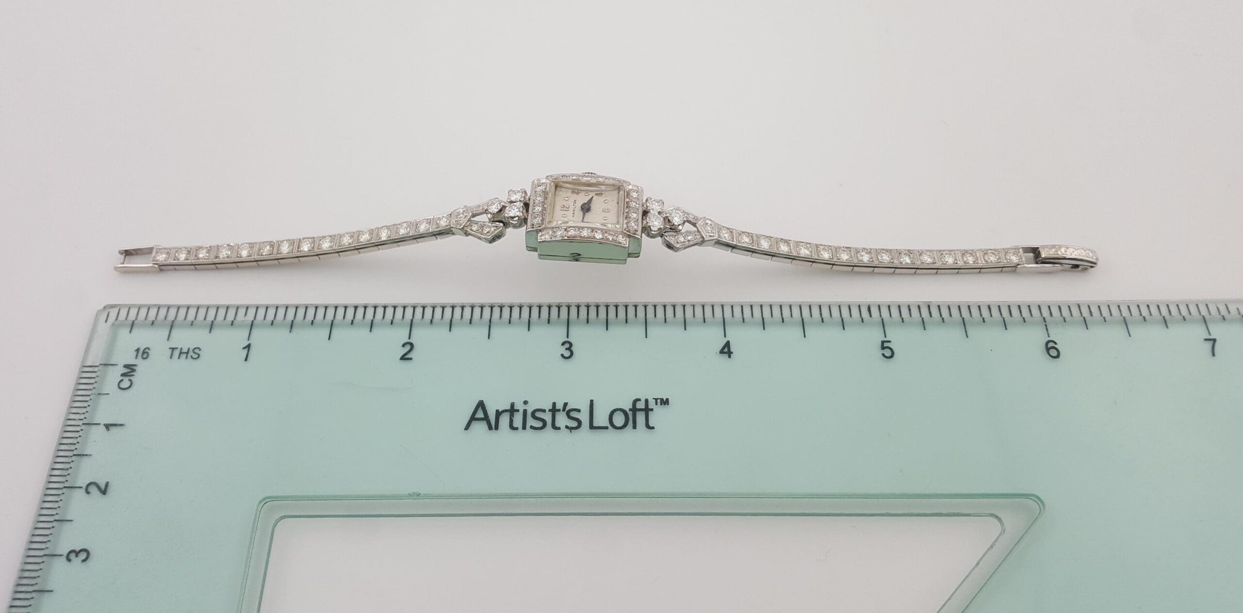 Vintage Ladies Hamilton Diamond Manual Watch 14k White Gold 2.5 ct 15.2 Grams