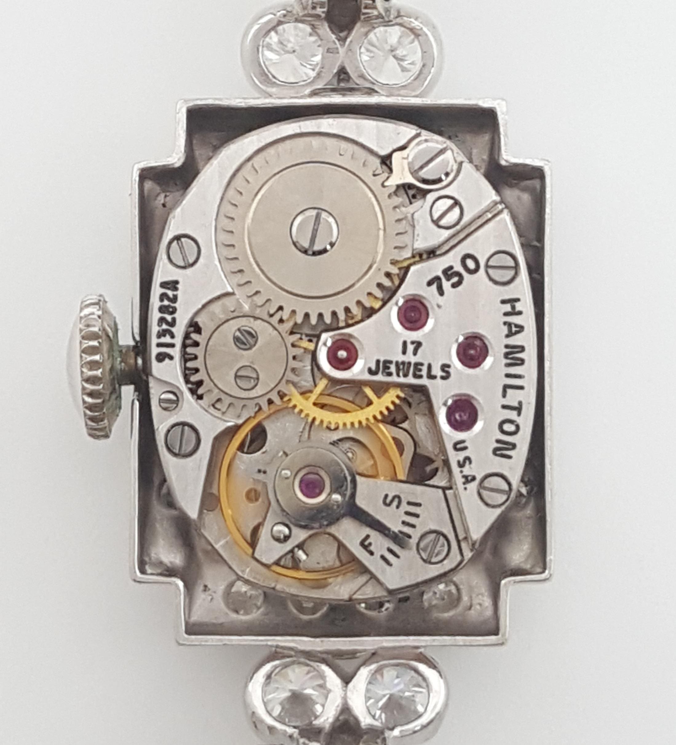 Vintage Ladies Hamilton Diamond Manual Watch 14k White Gold 2.5 ct 15.2 Grams
