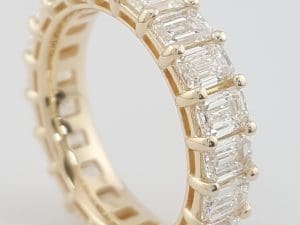 Emerald Cut Diamond Full Circle Eternity Wedding Anniv. Ring 4.2 ct 14K $13.6K