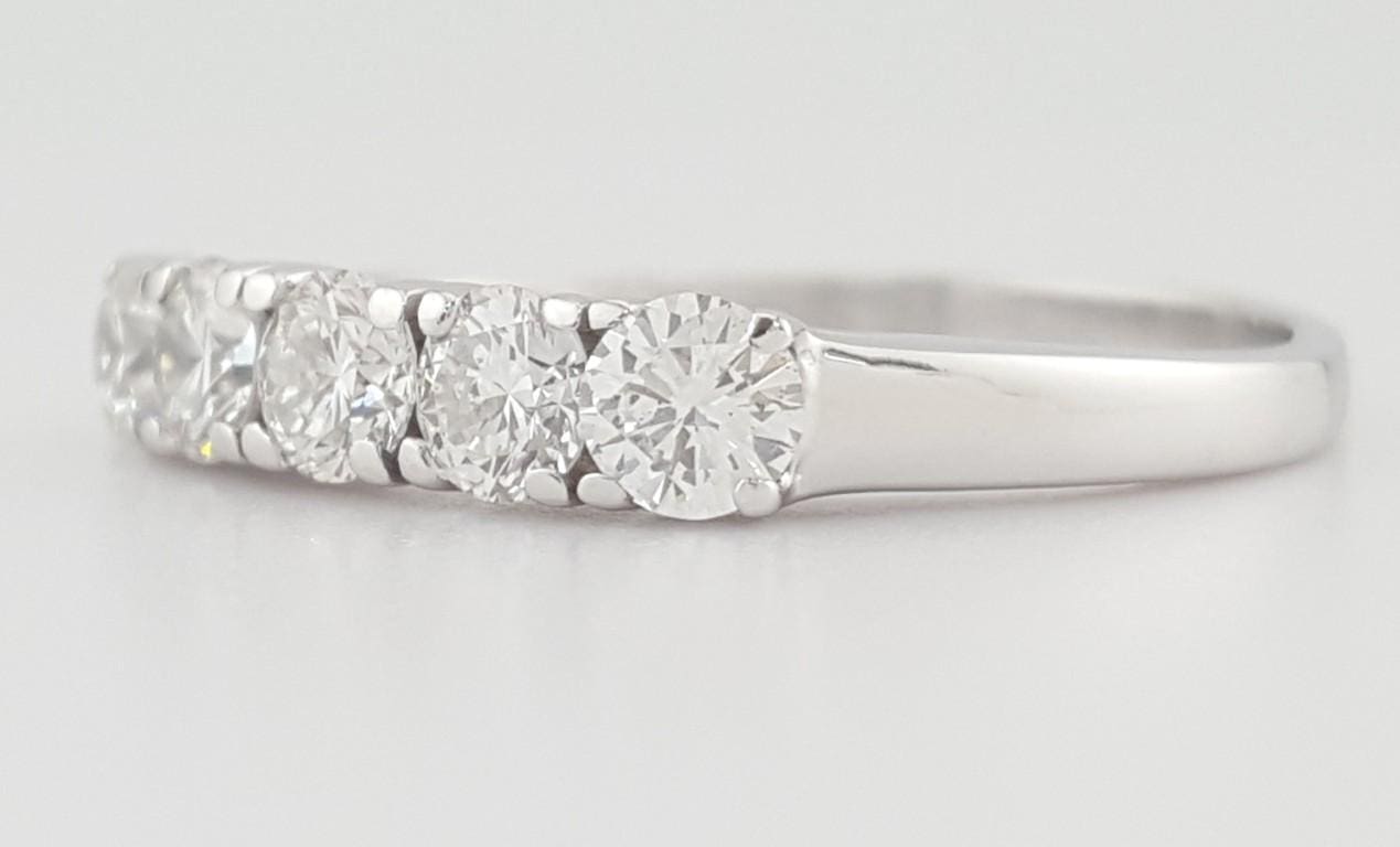 Vintage Round Diamond 5 Five Stone Band Ring 1 ct 14k White Gold