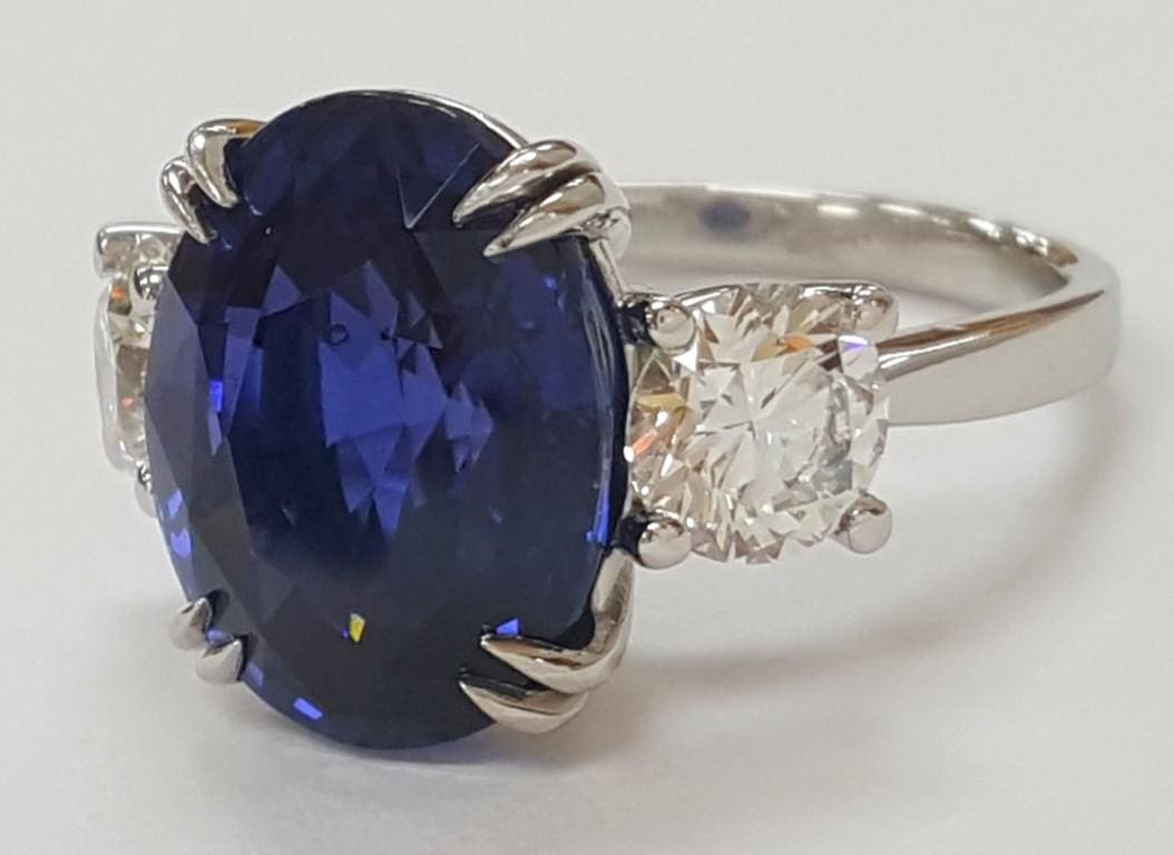 No Heat Sapphire Diamond Three-Stone Ring 10.38 ct Platinum Retail $275K