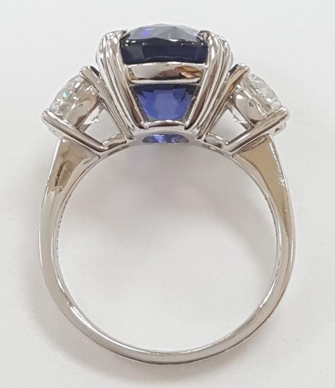 No Heat Sapphire Diamond Three-Stone Ring 10.38 ct Platinum Retail $275K
