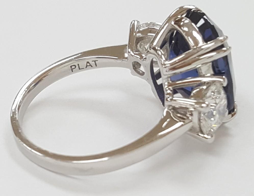 No Heat Sapphire Diamond Three-Stone Ring 10.38 ct Platinum Retail $275K