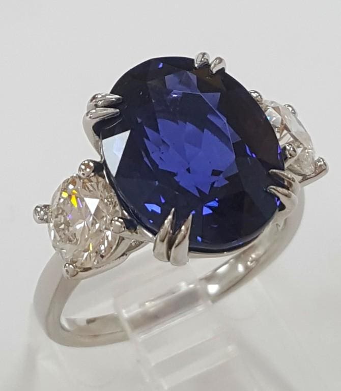 No Heat Sapphire Diamond Three-Stone Ring 10.38 ct Platinum Retail $275K