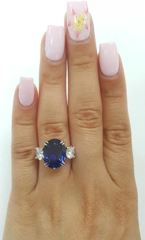 No Heat Sapphire Diamond Three-Stone Ring 10.38 ct Platinum Retail $275K