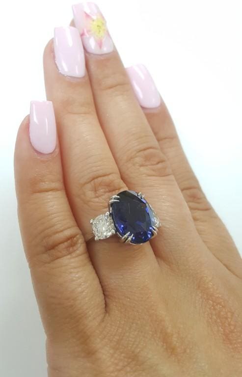 No Heat Sapphire Diamond Three-Stone Ring 10.38 ct Platinum Retail $275K