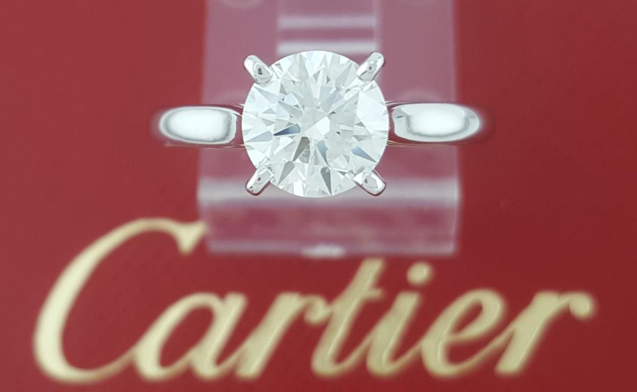 Cartier Solitaire 1895 Round Diamond Engagement Ring 1.21 ct Platinum Rtl $25.5K