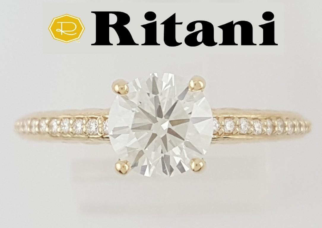 Ritani Round Diamond Engagement Ring 1.15 ct 18k Yellow Gold 1RZ2851 Rtl $7350