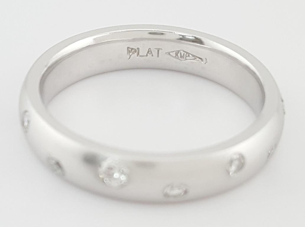 Flush Set Diamond Wedding Band Ring 0.28 ct Brushed 4.3 mm Platinum Retail $2795