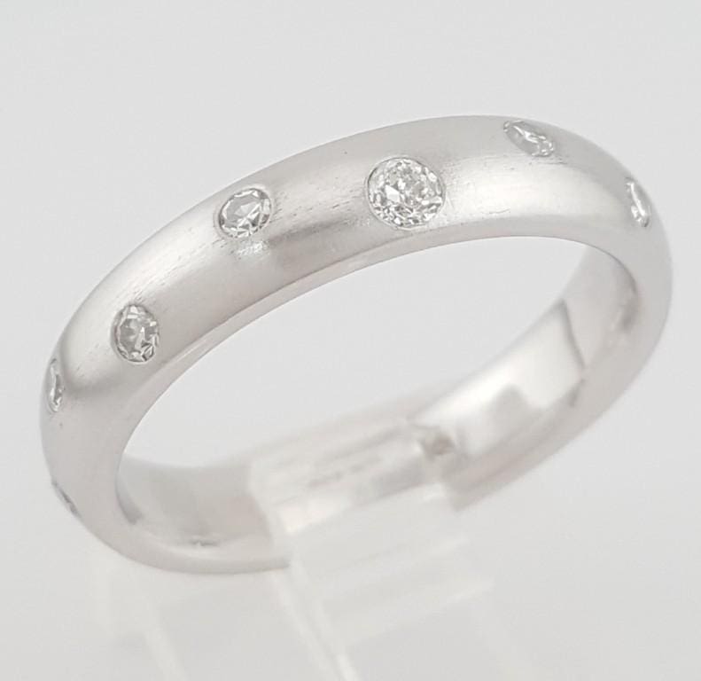 Flush Set Diamond Wedding Band Ring 0.28 ct Brushed 4.3 mm Platinum Retail $2795