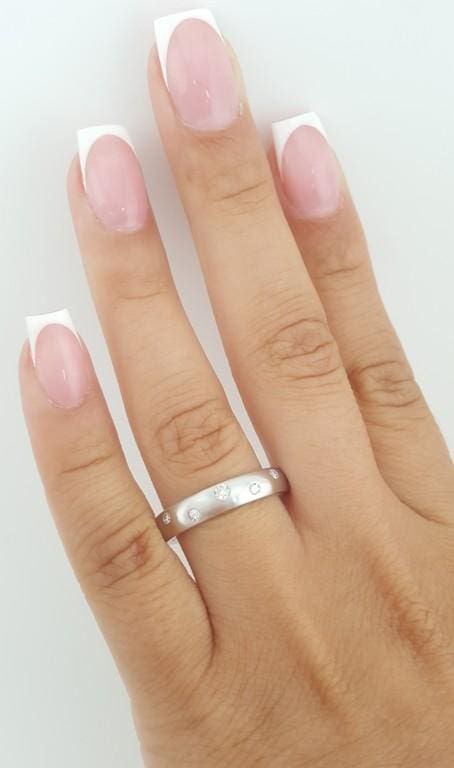 Flush Set Diamond Wedding Band Ring 0.28 ct Brushed 4.3 mm Platinum Retail $2795