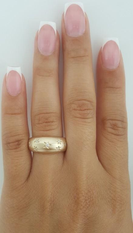 Priscilla Starburst Single Cut Diamond Star Ring 0.08 ct 8 mm 14k Yellow Gold