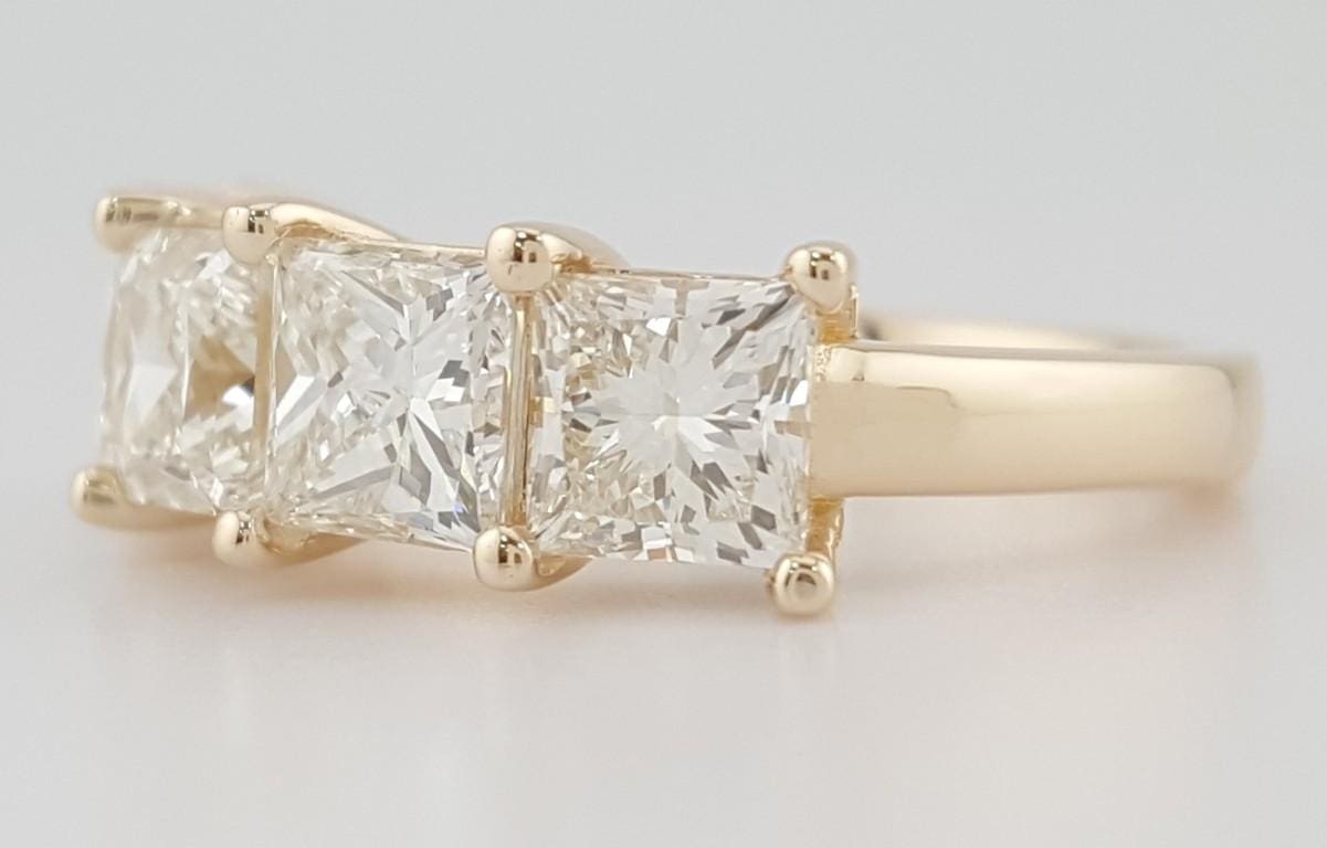 5 Five Stone Princess Cut Diamond Ring 3.67 ct 14k Yellow Gold Retail $8,900
