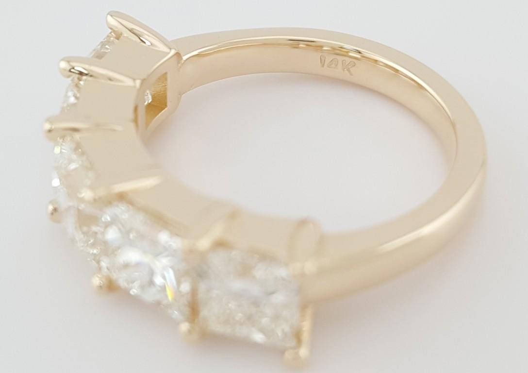 5 Five Stone Princess Cut Diamond Ring 3.67 ct 14k Yellow Gold Retail $8,900