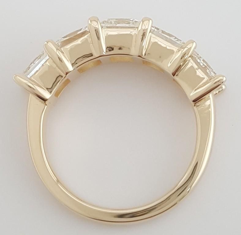 5 Five Stone Princess Cut Diamond Ring 3.67 ct 14k Yellow Gold Retail $8,900