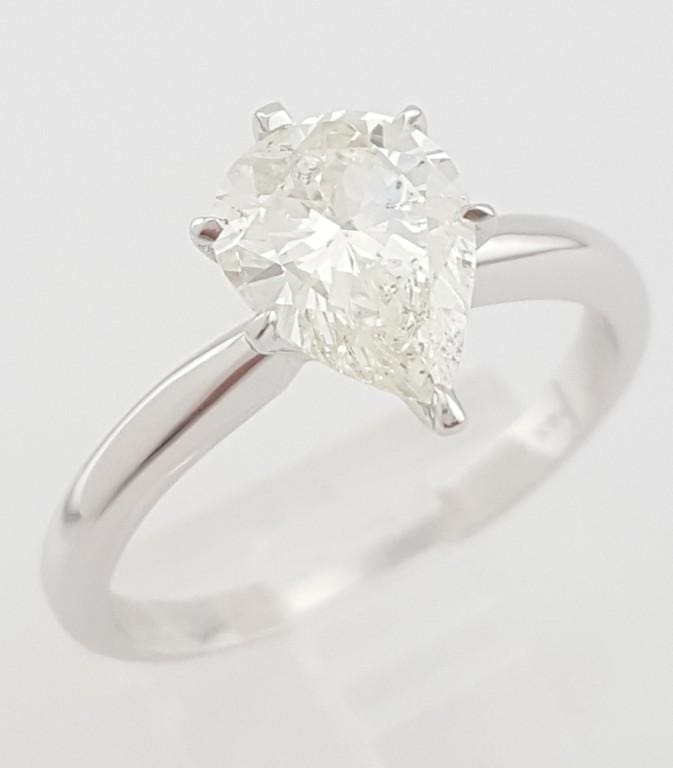 Pear Diamond Solitaire Engagement Ring 14k White Gold 1.49 ct Rtl $6,500