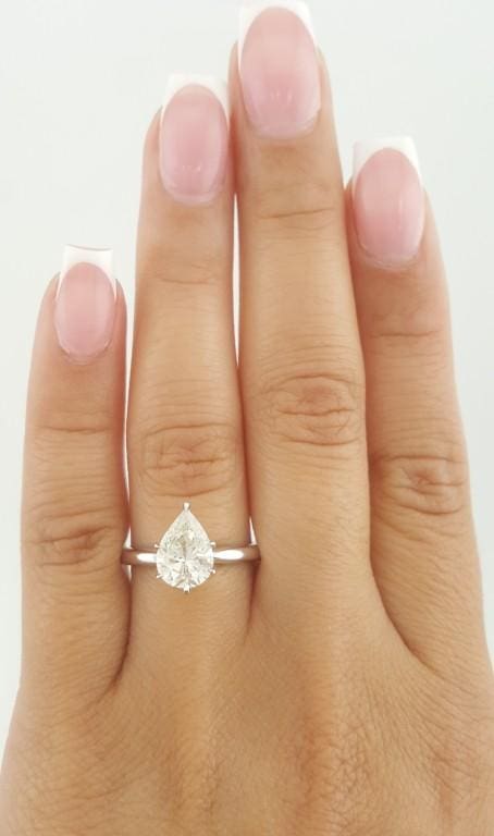 Pear Diamond Solitaire Engagement Ring 14k White Gold 1.49 ct Rtl $6,500