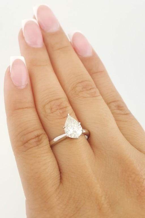 Pear Diamond Solitaire Engagement Ring 14k White Gold 1.49 ct Rtl $6,500