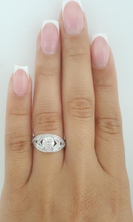Evil Eye Diamond Halo Crossover Engagement Ring 1.05 ct 14k White Gold Rtl $3K